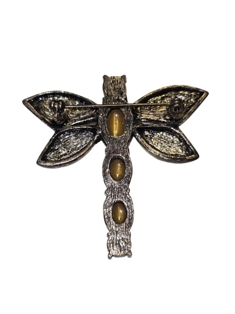 Dragonfly Firefly Liz Claiborne Mixed Metal Silver Gold Brooch 2 Piece Set - Picture 8 of 8